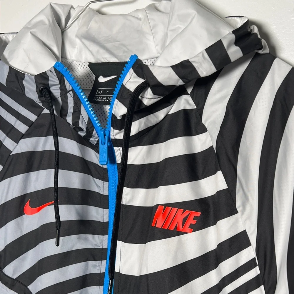 Nike Black & White Swirl Zip Hoodie with Blue & hot pink Accents - Picture 2 of 7